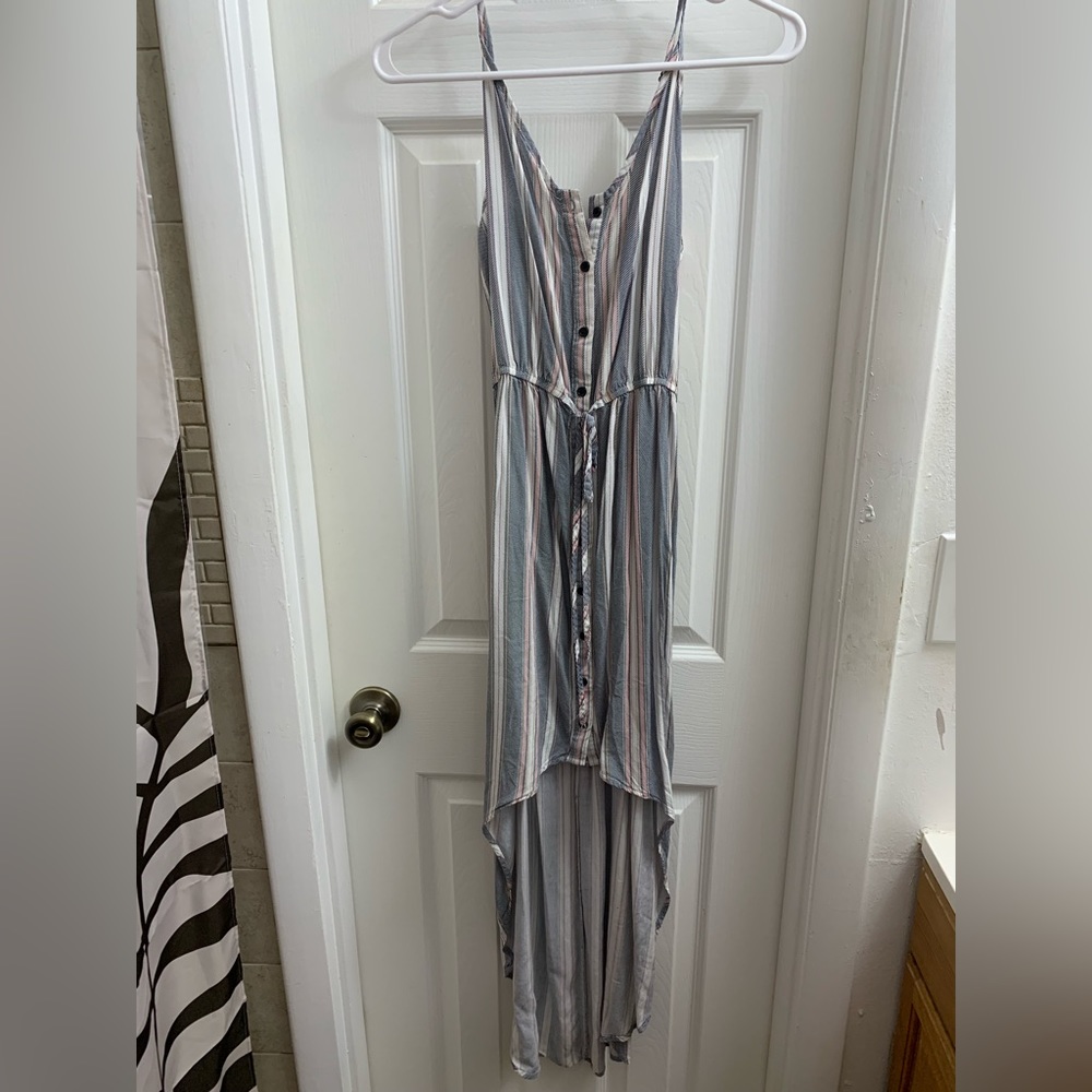 No Comment High Low Dress Size Medium Button Up with Adjustable Straps
